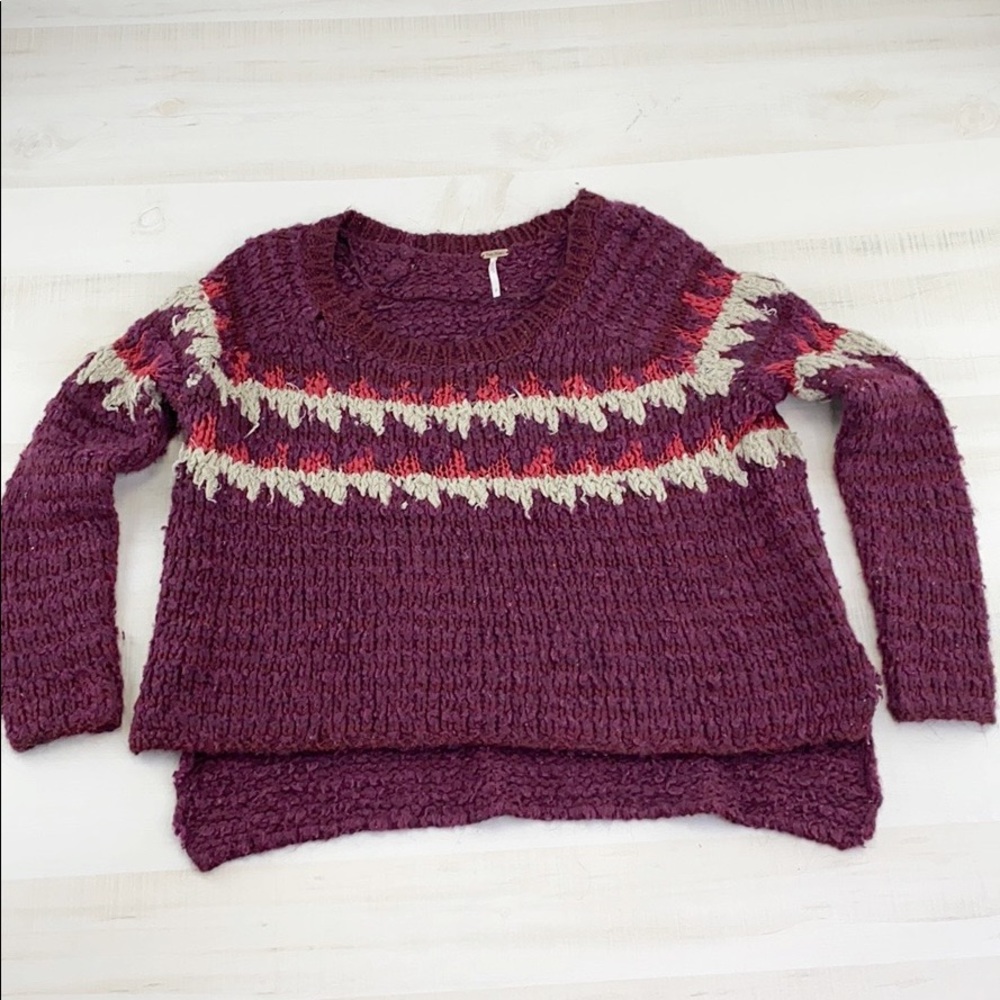 FREE PEOPLE Fuzzy Fair Isle Sweater Cozy Oversized - Picture 5 of 15